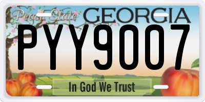 GA license plate PYY9007
