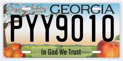 GA license plate PYY9010