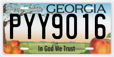 GA license plate PYY9016