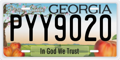 GA license plate PYY9020