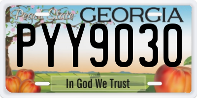 GA license plate PYY9030