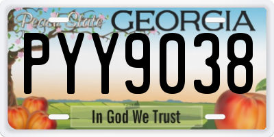 GA license plate PYY9038