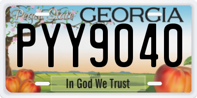 GA license plate PYY9040