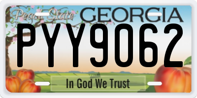 GA license plate PYY9062