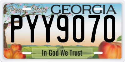 GA license plate PYY9070