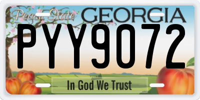 GA license plate PYY9072