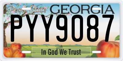 GA license plate PYY9087