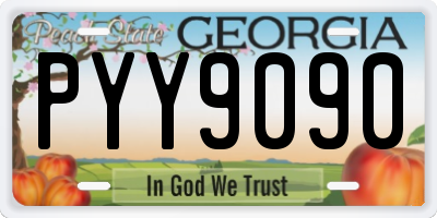 GA license plate PYY9090