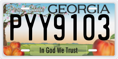 GA license plate PYY9103