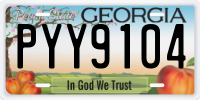 GA license plate PYY9104