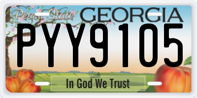 GA license plate PYY9105