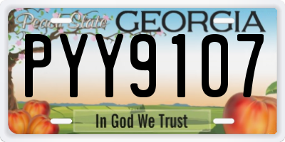GA license plate PYY9107