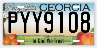 GA license plate PYY9108