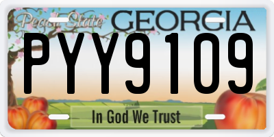 GA license plate PYY9109