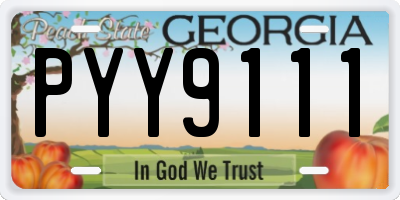GA license plate PYY9111