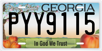 GA license plate PYY9115