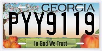 GA license plate PYY9119