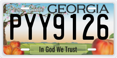 GA license plate PYY9126