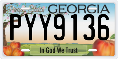 GA license plate PYY9136