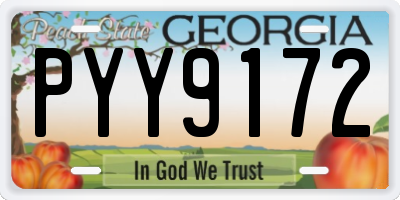 GA license plate PYY9172