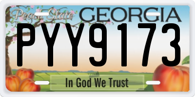 GA license plate PYY9173