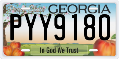 GA license plate PYY9180