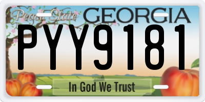 GA license plate PYY9181