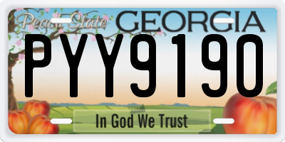 GA license plate PYY9190