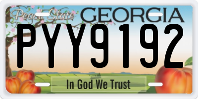 GA license plate PYY9192