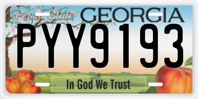 GA license plate PYY9193