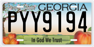 GA license plate PYY9194