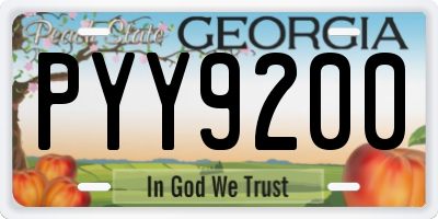 GA license plate PYY9200
