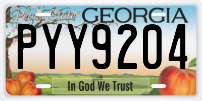 GA license plate PYY9204