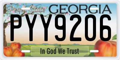 GA license plate PYY9206