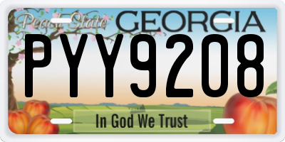 GA license plate PYY9208