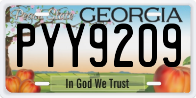 GA license plate PYY9209