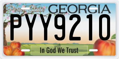 GA license plate PYY9210