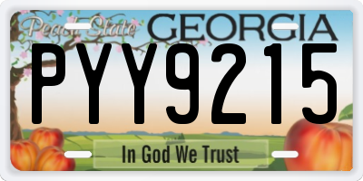 GA license plate PYY9215