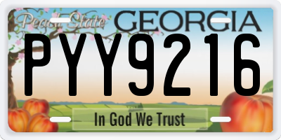 GA license plate PYY9216