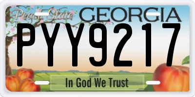 GA license plate PYY9217
