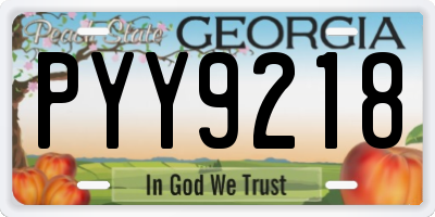 GA license plate PYY9218