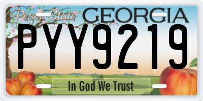 GA license plate PYY9219