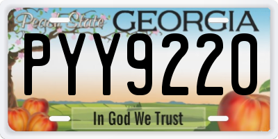GA license plate PYY9220