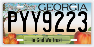 GA license plate PYY9223