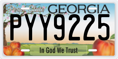 GA license plate PYY9225