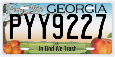 GA license plate PYY9227
