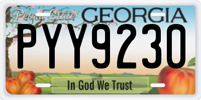 GA license plate PYY9230
