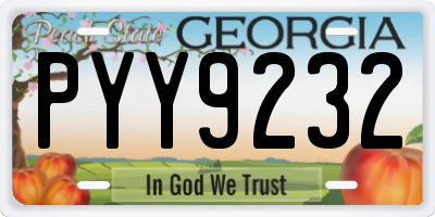 GA license plate PYY9232