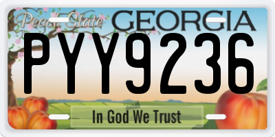 GA license plate PYY9236