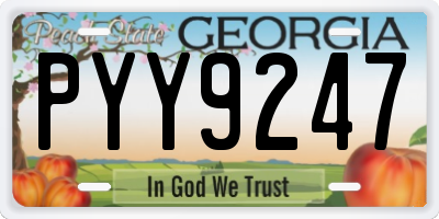 GA license plate PYY9247